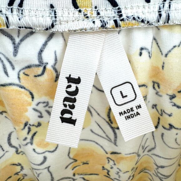 PACT Yellow White Floral Mini Skirt Size Large L - Picture 5 of 6